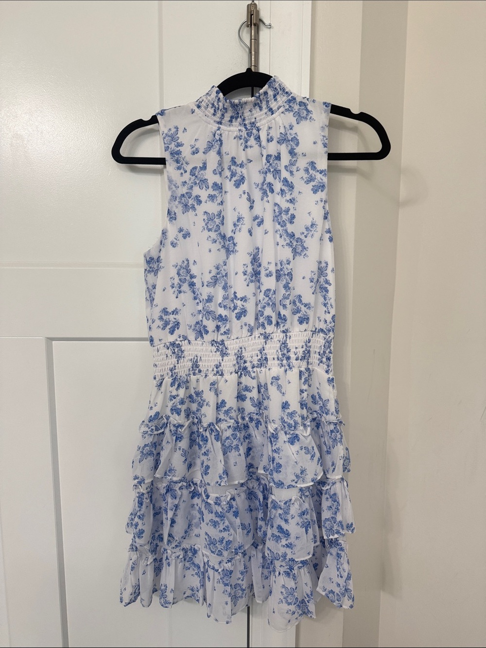1. State White Dress with Blue Floral Print- size small